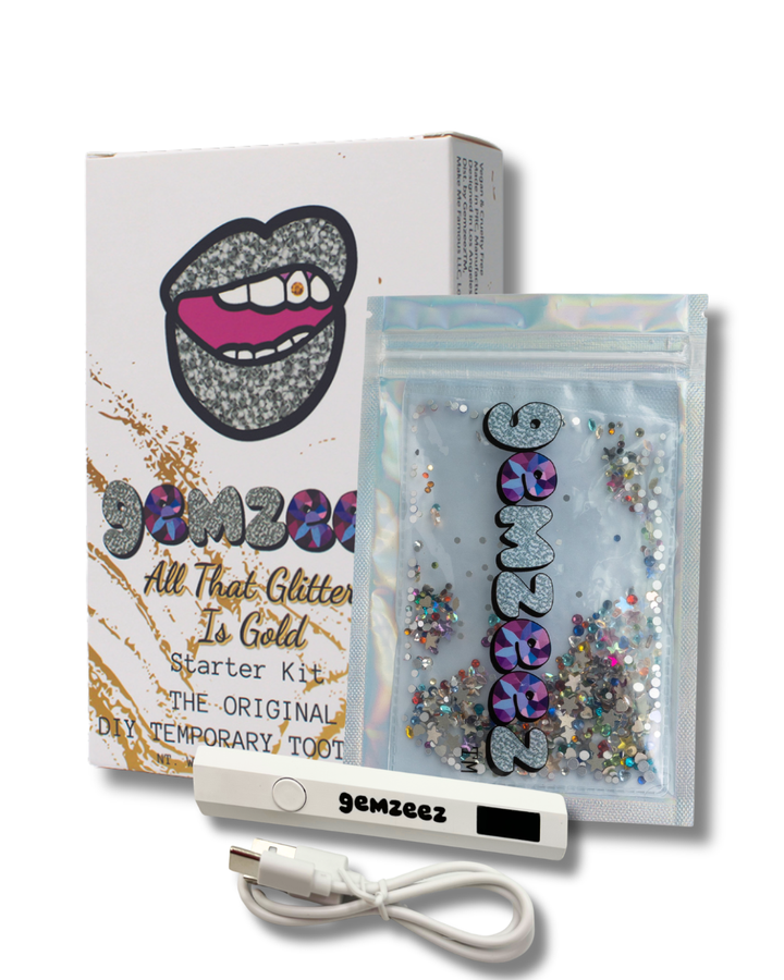 All That Glitters Is Gold Gemzeez Starter Kit + 1,000 Gemz Pack Bundle + Speedy LED Light